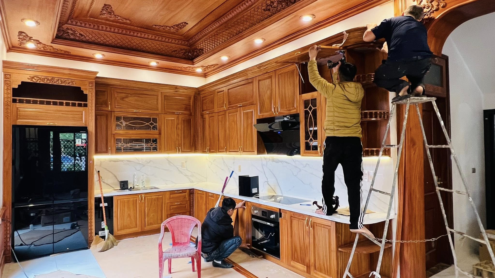 Nội thất phòng khách nhà ống Hà Đông - Góc thi công hoàn thiện tại công trình