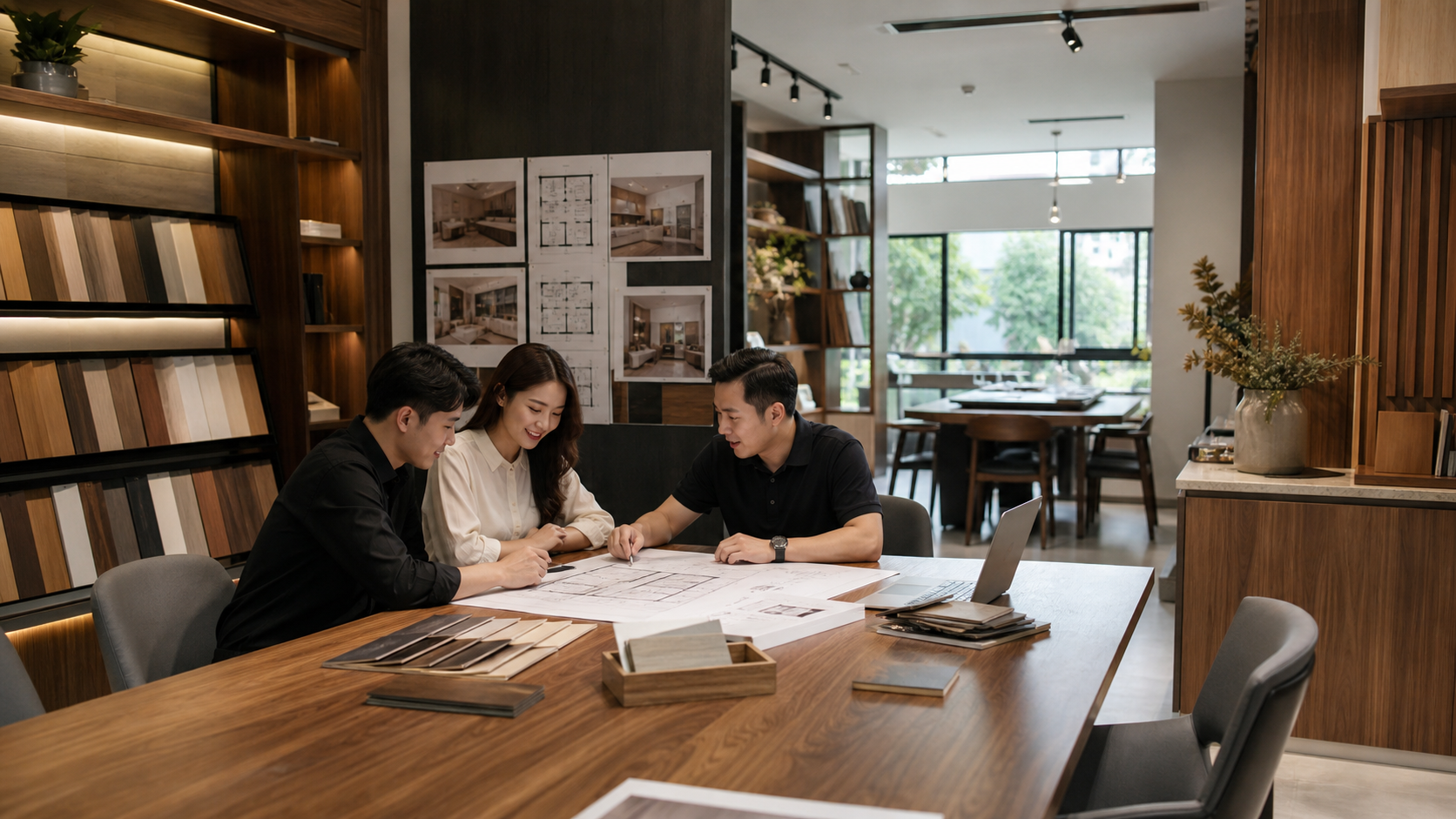 Không gian tư vấn thiết kế nội thất và vật liệu gỗ của Nội thất AZ
