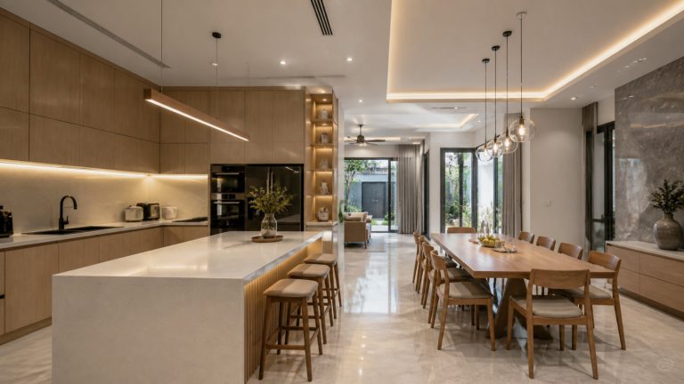 Biệt thự hiện đại khu đô thị mới - bếp ăn - thiết kế thi công nội thất biệt thự