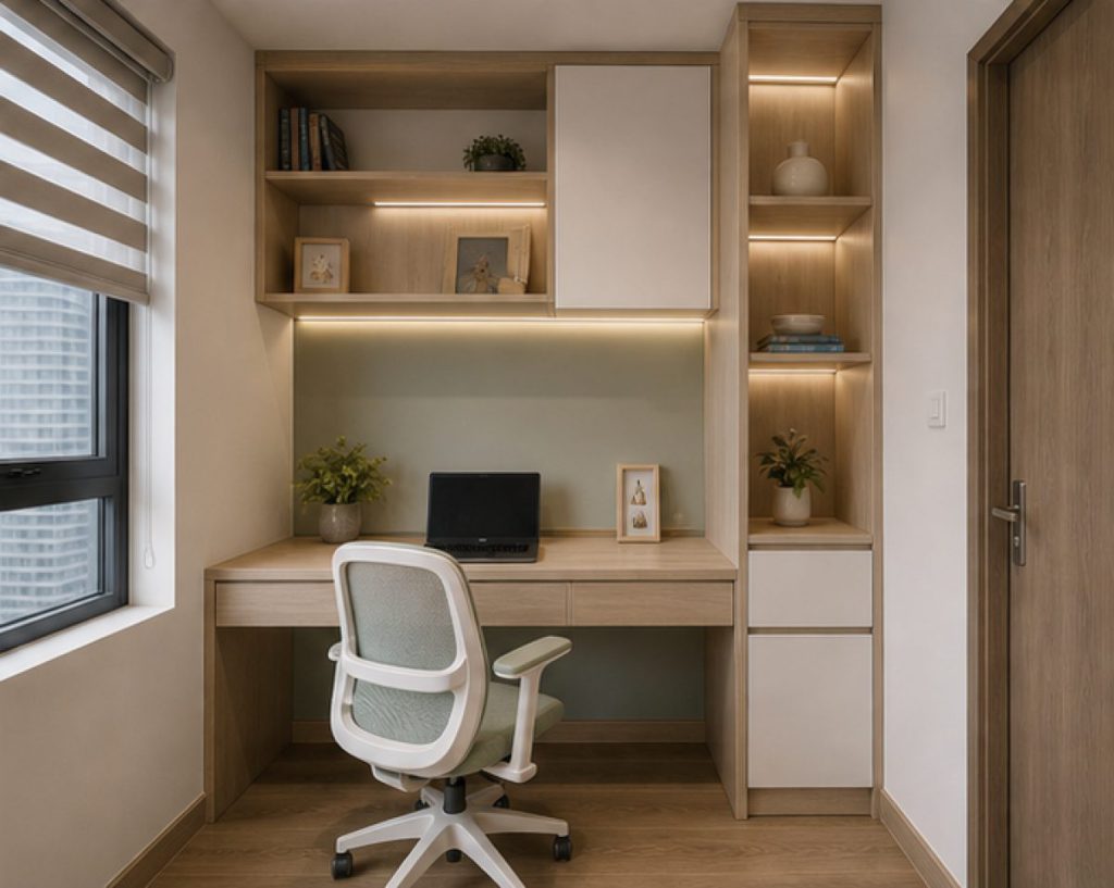 Ảnh góc học tập sau cải tạo trong dự án Cải tạo nội thất căn hộ đã sử dụng 5 năm