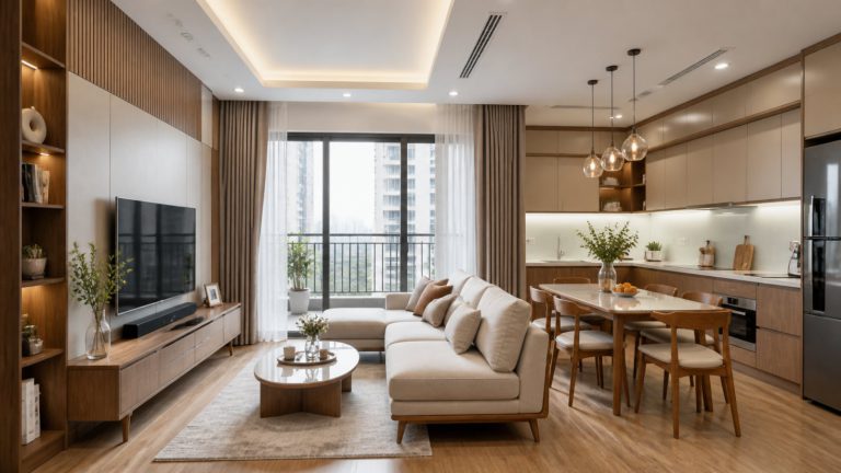 Thi công nội thất trọn gói căn hộ 2 phòng ngủ