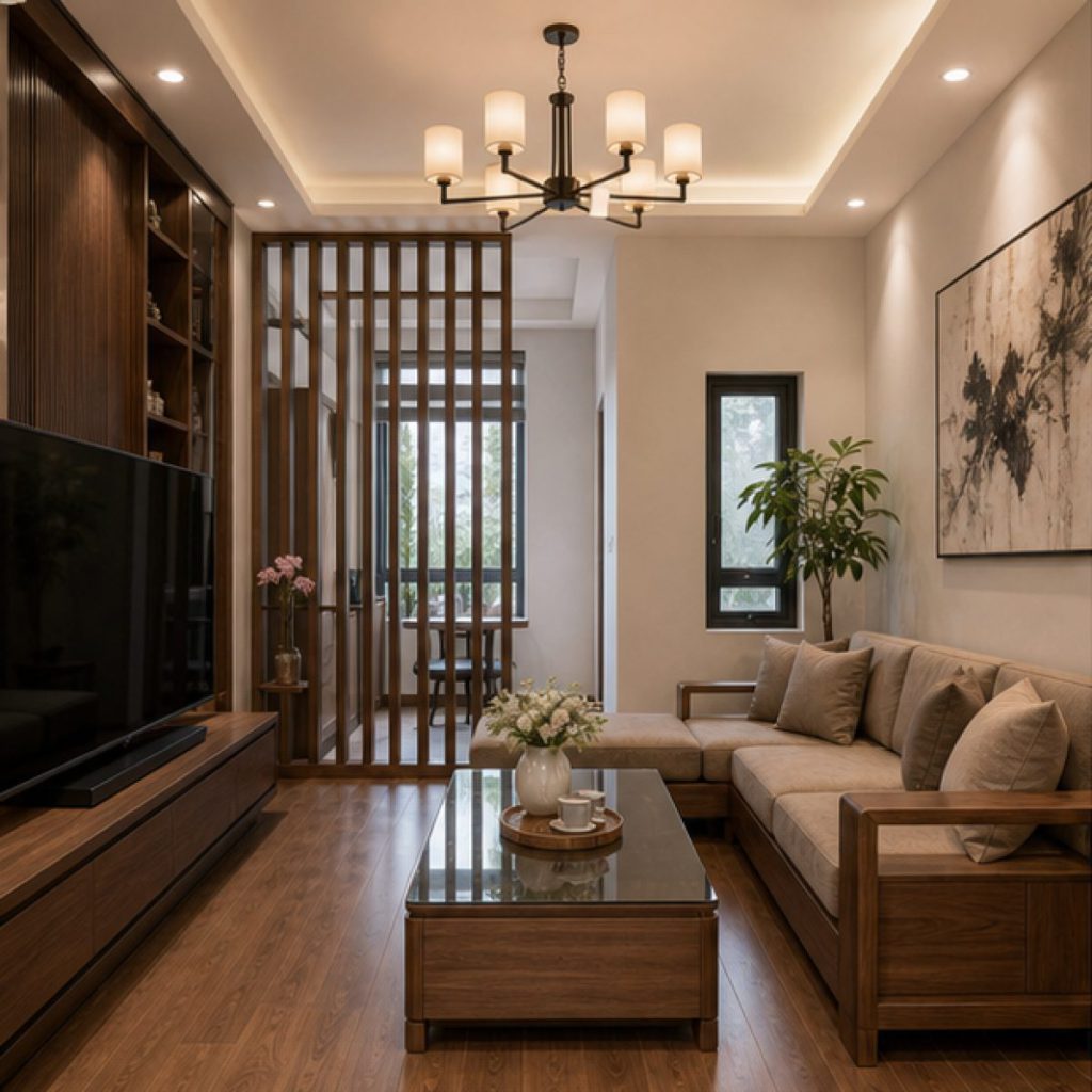 Ảnh phòng sinh hoạt tầng hai trong dự án Hoàn thiện nội thất nhà phố 3 tầng Thanh Xuân