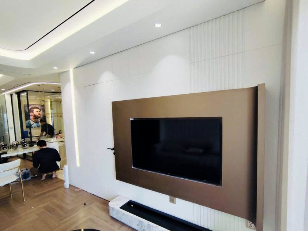 Hình ảnh dự án Hoàn thiện phòng khách gỗ óc chó veneer - góc 2