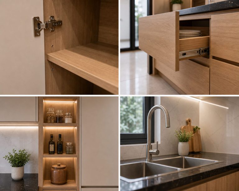 Mẫu tủ bếp chung cư gỗ sáng hiện đại