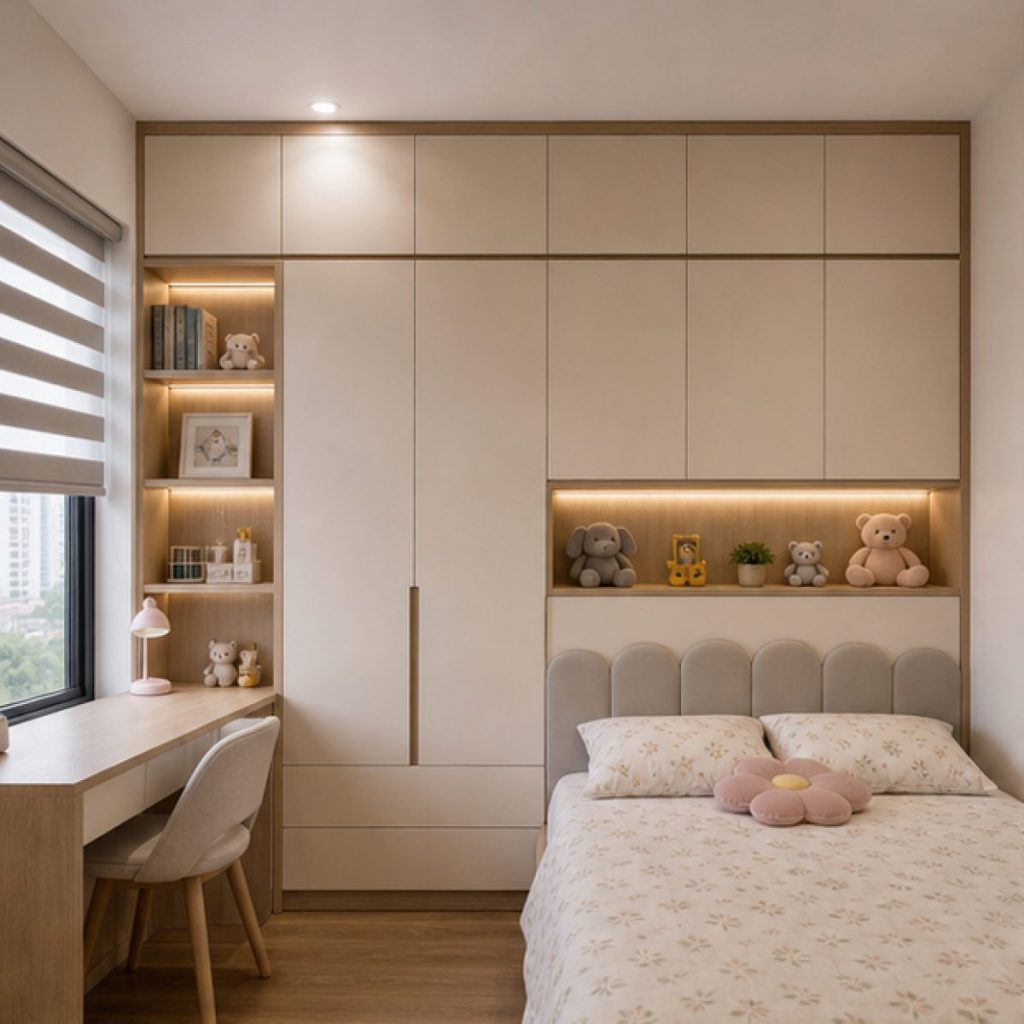 Ảnh phòng ngủ phụ Vinhomes trong dự án Nội thất căn hộ 2 phòng ngủ tại Vinhomes Smart City