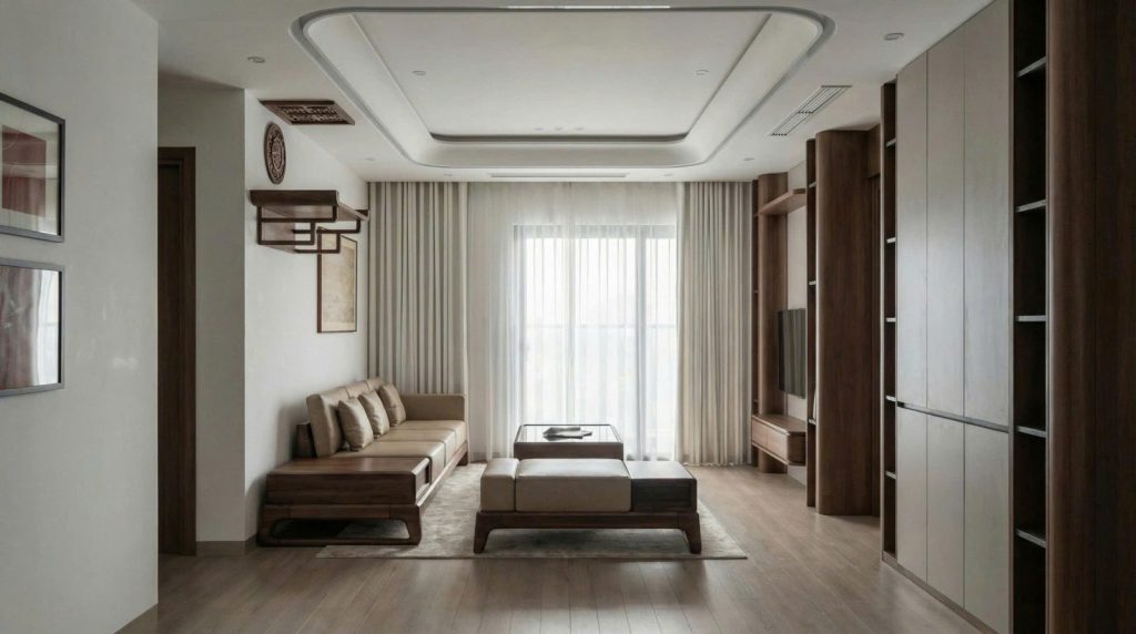 Ảnh không gian hoàn thiện 02 trong dự án Nội thất căn hộ 3 phòng ngủ phong cách tối giản