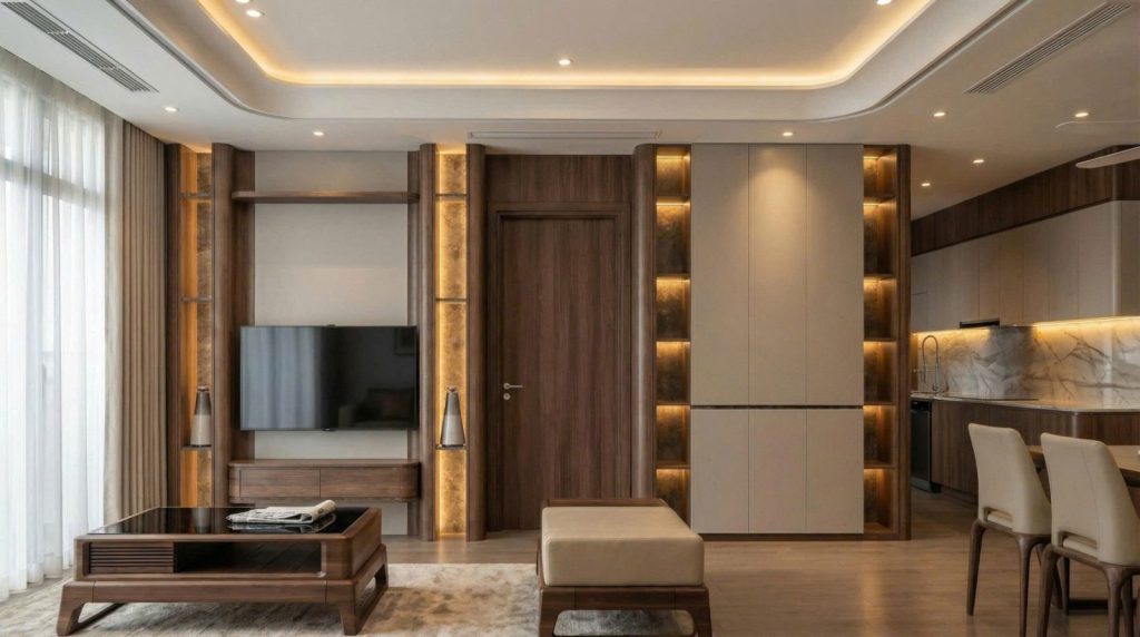 Ảnh khu sinh hoạt 04 trong dự án Nội thất căn hộ 3 phòng ngủ phong cách tối giản