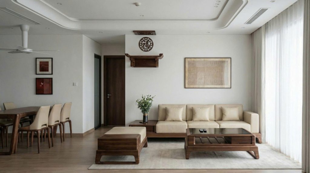 Ảnh phòng ngủ 06 trong dự án Nội thất căn hộ 3 phòng ngủ phong cách tối giản