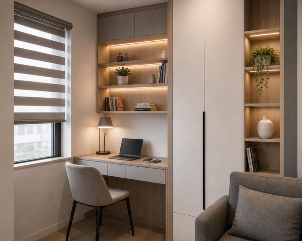Ảnh góc học tập nhỏ trong dự án Nội thất chung cư 70m2 phong cách hiện đại