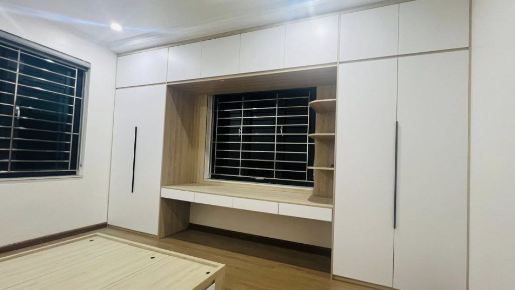 Tủ áo kết hợp kệ TV phòng ngủ gỗ công nghiệp tối ưu không gian