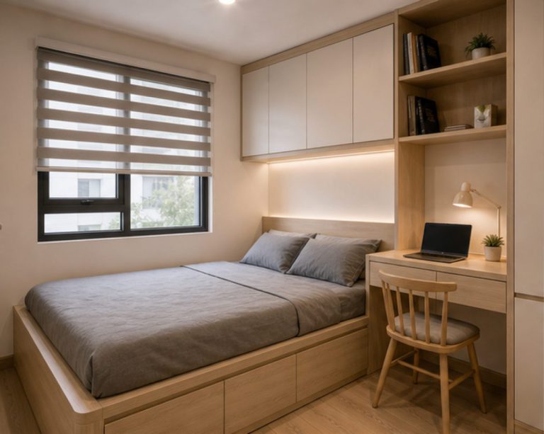 Nội thất phòng ngủ nhỏ tối ưu lưu trữ