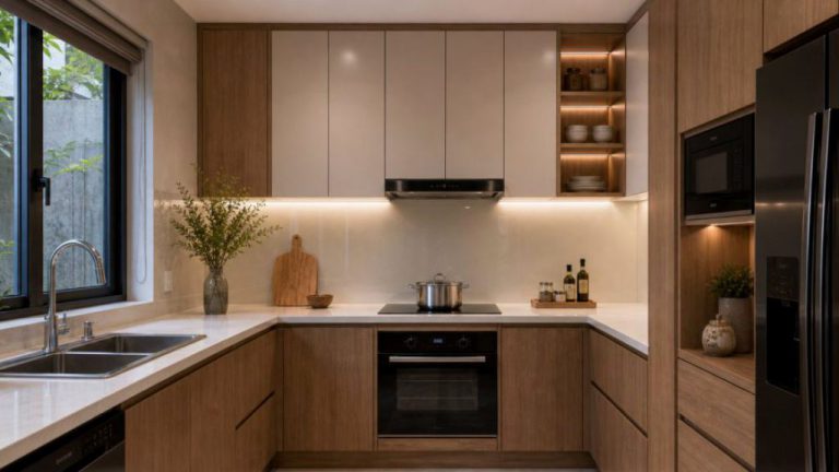 Sản xuất tủ bếp acrylic kết hợp laminate - tủ bếp acrylic laminate