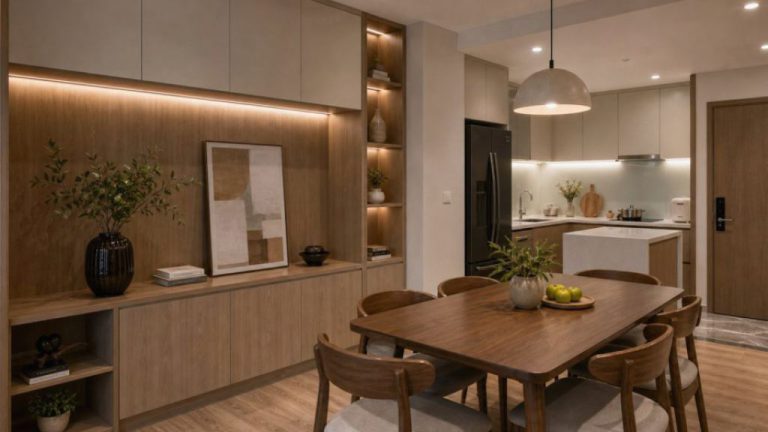 Sản xuất tủ bếp acrylic kết hợp laminate - tủ bếp acrylic laminate