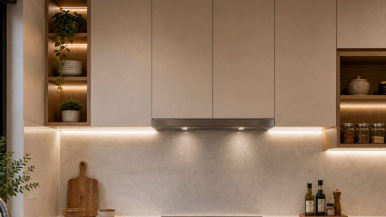 Tủ bếp acrylic laminate có phụ kiện và cánh phẳng