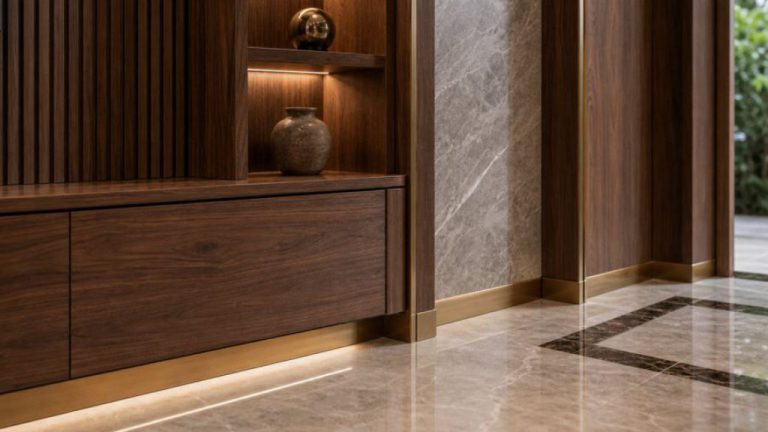 Chi tiết tủ bếp acrylic laminate với khoang lưu trữ