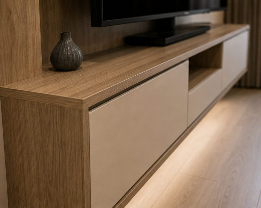 Ảnh chi tiết laminate chống xước trong dự án Thi công nội thất căn hộ cho thuê cao cấp