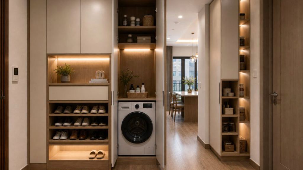 Ảnh góc bàn ăn studio trong dự án Thi công nội thất căn hộ studio Cầu Giấy