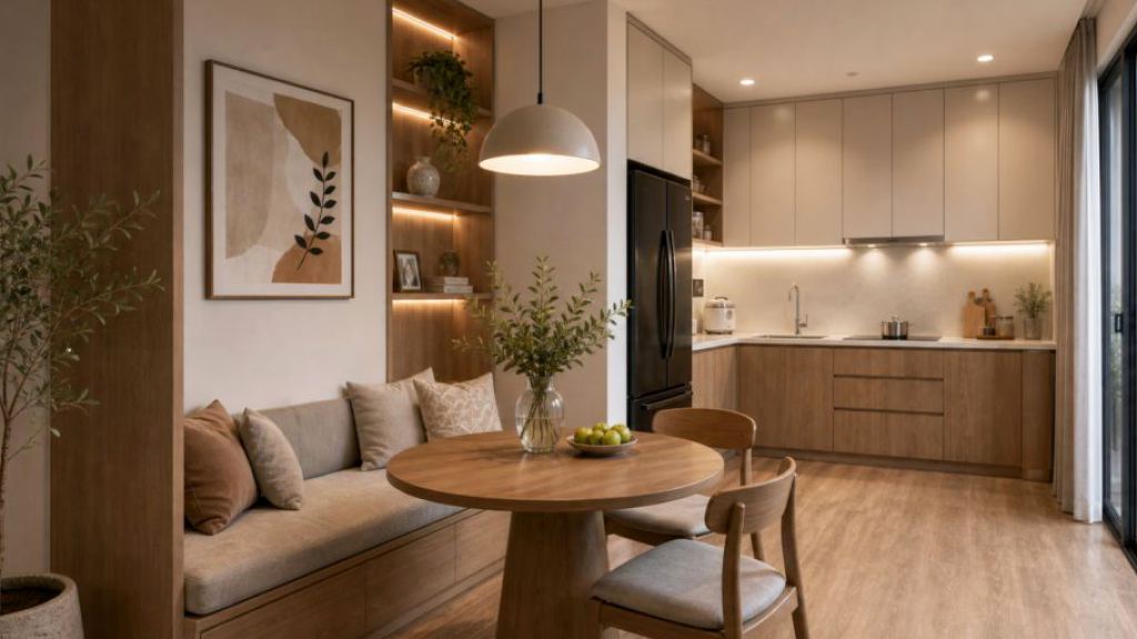 Ảnh chi tiết tủ bếp studio trong dự án Thi công nội thất căn hộ studio Cầu Giấy