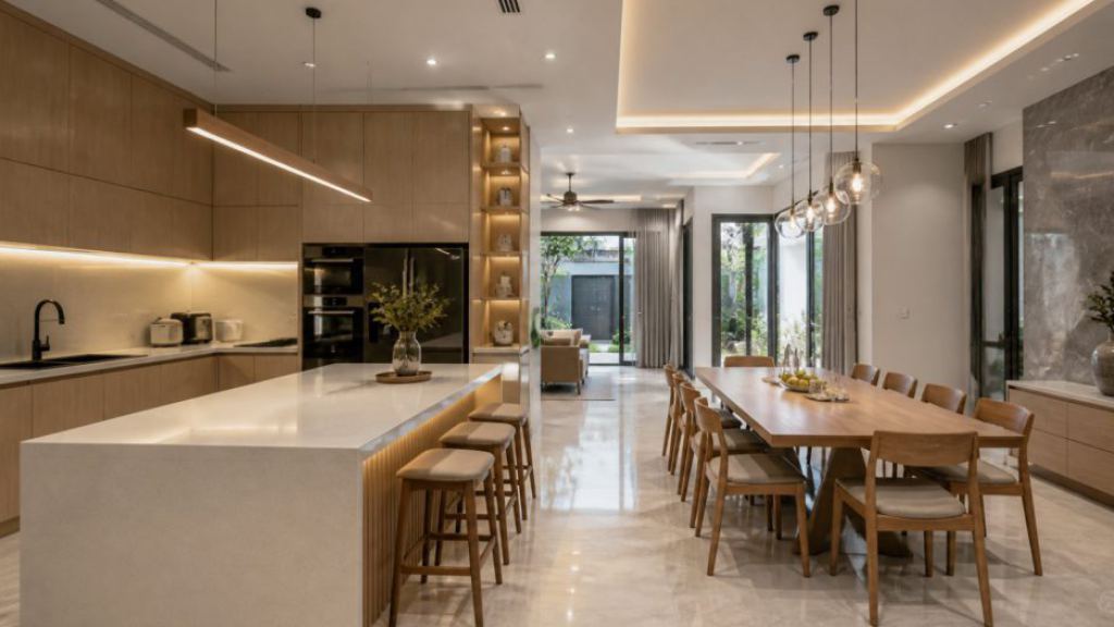 Ảnh góc bàn giao 09 trong dự án Thi công nội thất gỗ nhà phố Cát Thành