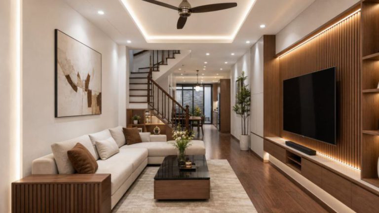 Thi công nội thất nhà phố mặt tiền 5m - nhà phố mặt tiền hẹp