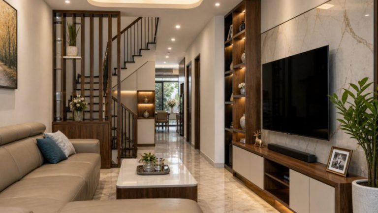 Thi công nội thất nhà phố mặt tiền 5m - nhà phố mặt tiền hẹp