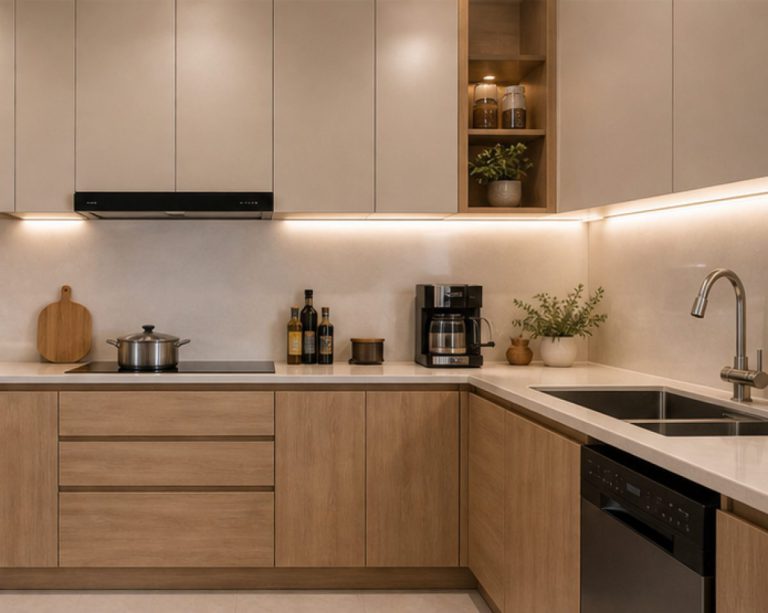 Thiết kế thi công phòng khách liền bếp nhà phố - thiết kế nội thất phòng khách